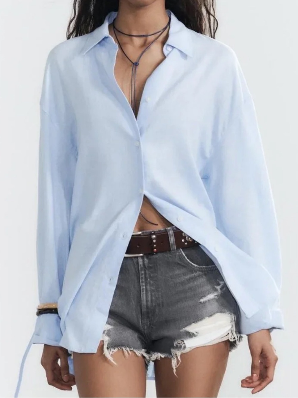 ZARA Light Blue Classic Button-Down Shirt NWOT